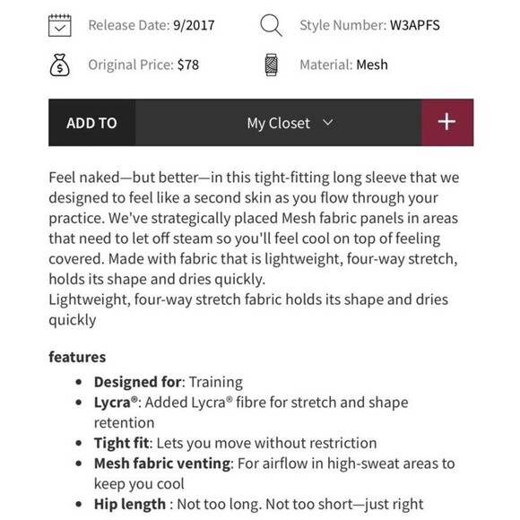 Lululemon Fresh In Mesh Long Sleeve Black Top Activewear W3APFS Women’s Size 10 - Picture 11 of 11